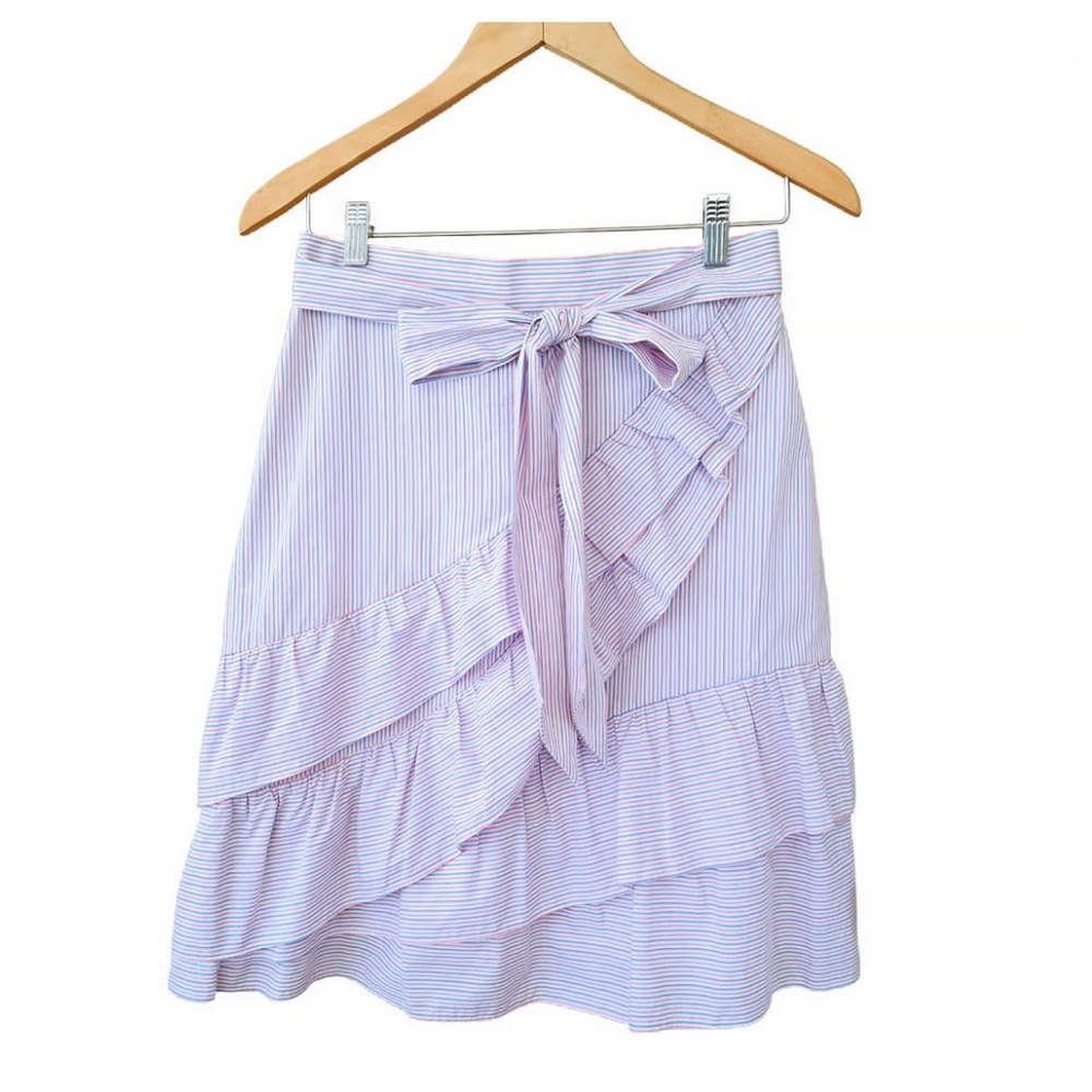 Parker Lavender ruffled Striped A-Line Skirt